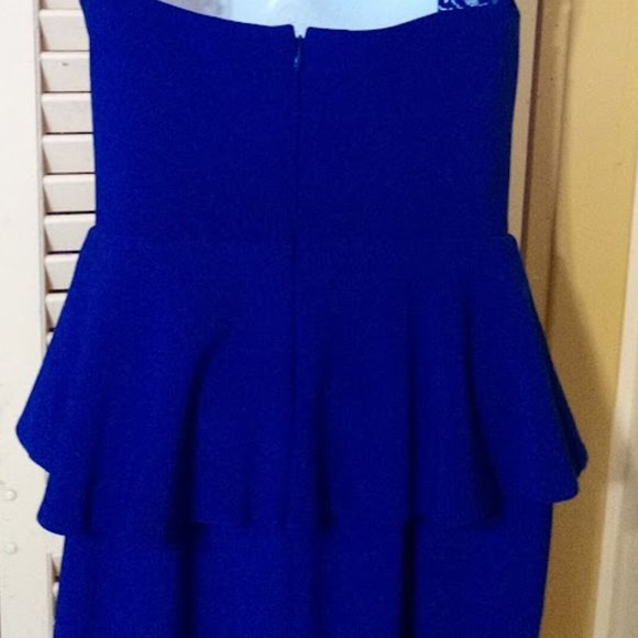 Quality Royal Blue Peplum Lace Dress Size 4 - Picture 3 of 6